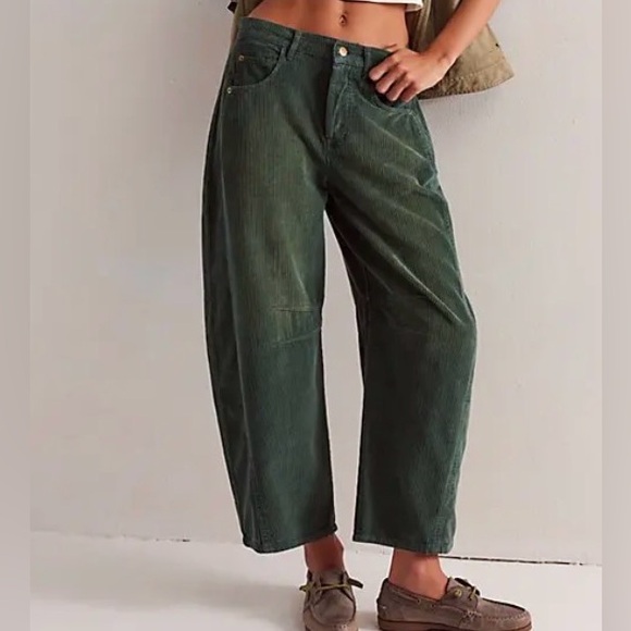 Free People Pants - Free People We The Free Good Luck Mid-Rise Cord Barrel Jeans. NWT. Cypress